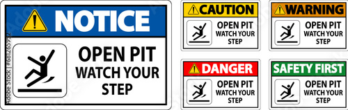 Caution Sign Open Pit, Watch Your Step