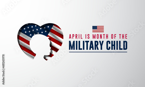Month Of the Military Child Is April Background Vector Illustration