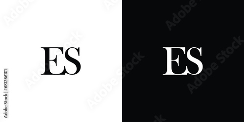 Abstract letter ES or SE logo design concept with a serif font and elegant style vector illustration in black and white color photo