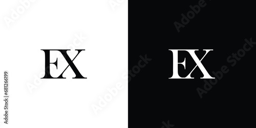 Abstract Initial Letter EX or XE Logo Design Monogram Creative Modern Sign Symbol Icon in black and white color