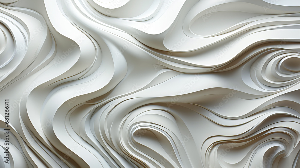 Fototapeta premium 3d illustration of abstract white background with smooth lines and waves in it. 3d abstract paper art style, design layout for business presentations or web template cover. Generative AI technology.