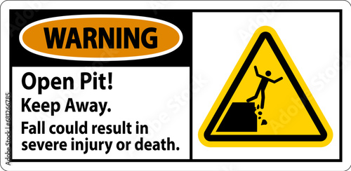 Warning Sign Open Pit Keep Away Fall Could Result In Severe Injury Or Death