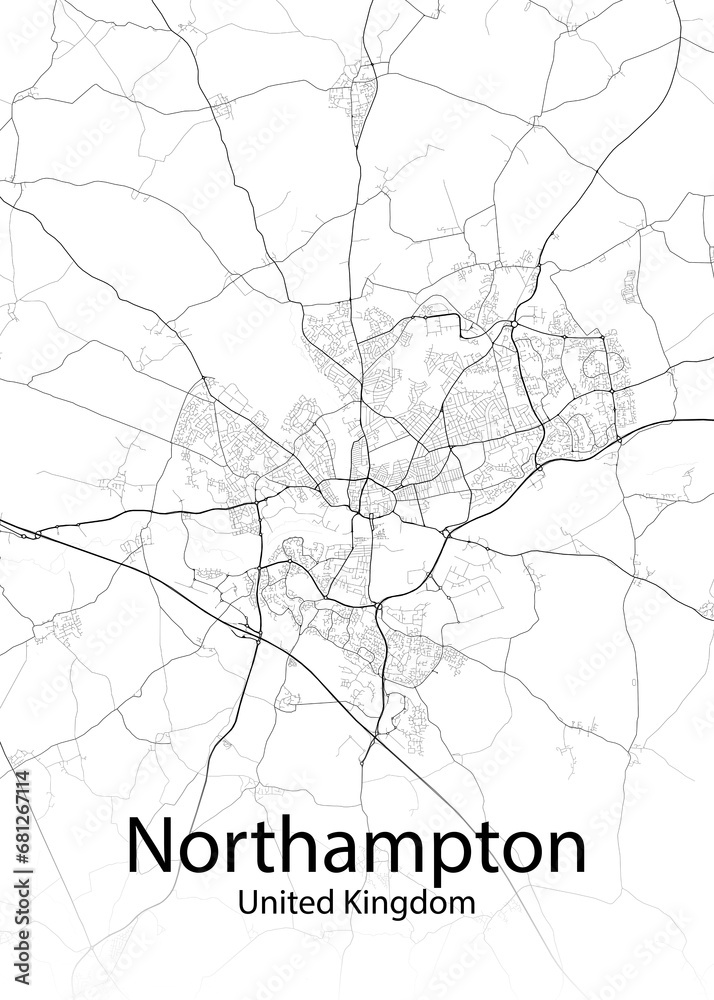 Northampton United Kingdom minimalist map