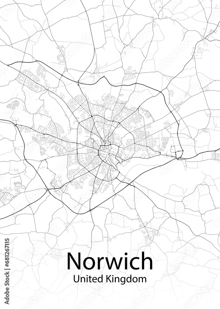Norwich United Kingdom minimalist map