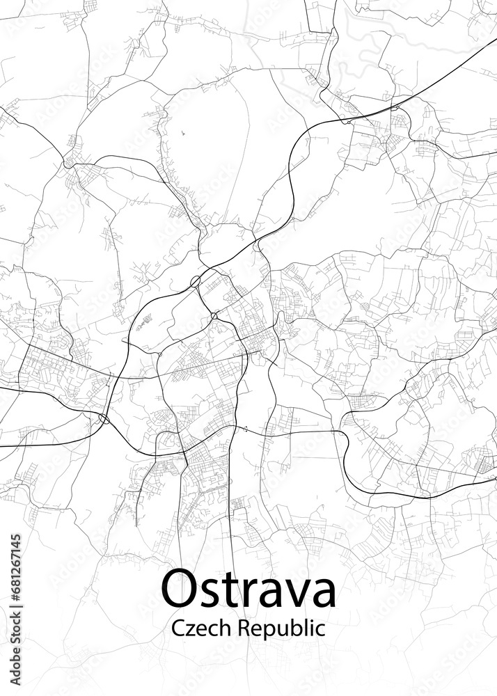 Ostrava Czech Republic minimalist map