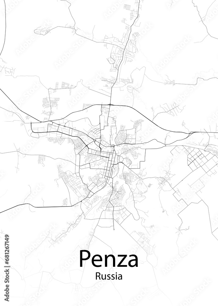 Penza Russia minimalist map