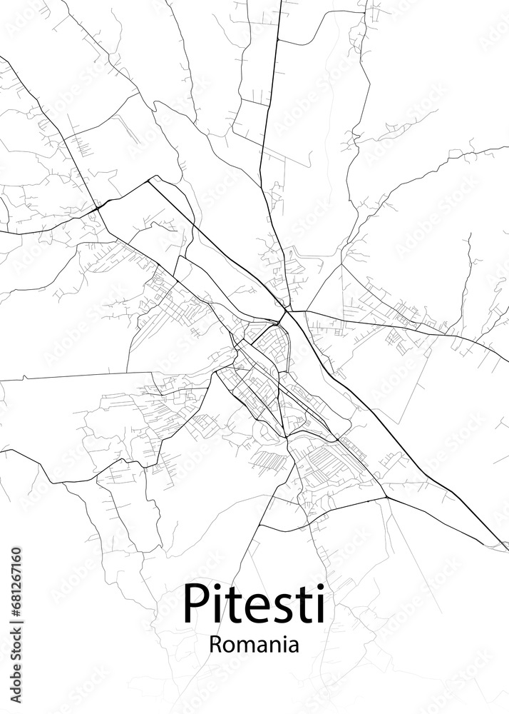 Pitesti Romania minimalist map