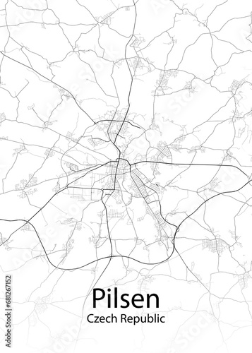 Pilsen Czech Republic minimalist map