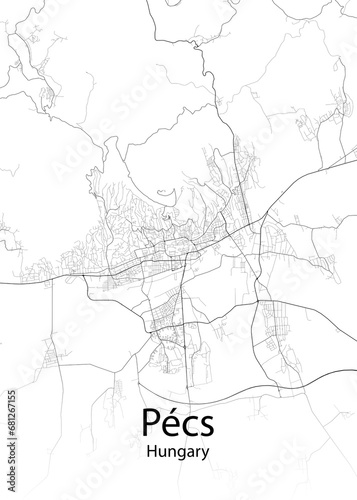 Pecs Hungary minimalist map