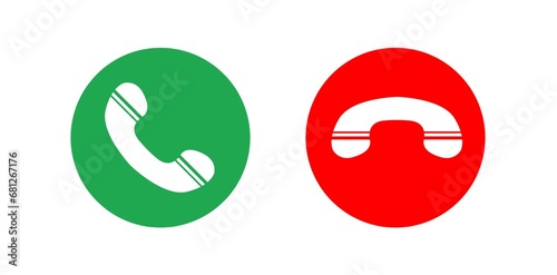 Red and green no button icon isolated on white background. Answer and decline modern, simple symbol, icon for website design, mobile app, ui. Design illustration.