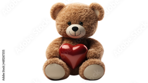 Teddy Bear holding a heart brown cute bear isolated plushie 