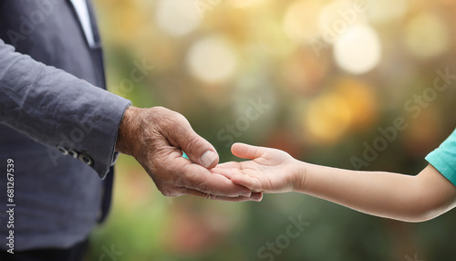 mano nonno e bambino nipote amore aiuto darsi la mano aiutare  photo