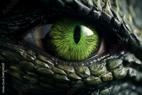 Close-up of a green dragon's eye - symbol of 2024 to the Chinese calendar