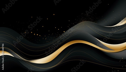 Modern Abstract gold and white line with gold line composition on a dark background with Festive decoration