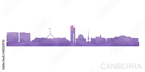 Canberra ACT, Australia Low Poly Skyline Clip Art City Design. Geometric Polygon Graphic Horizon Icon. Vector Illustration Symbol.