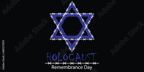 International Holocaust Remembrance Day vector. Star of David . January 27. Important day