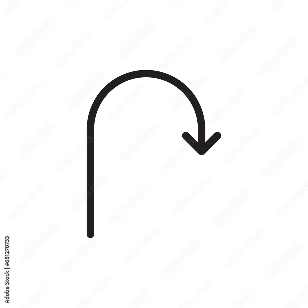 U-Turn icon, Around, arrow, direction, route, sign. flat trendy style illustration on white background..eps
