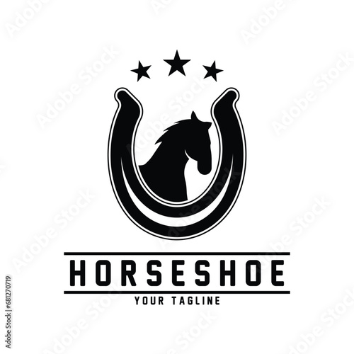 blacksmith horseshoe stable logo vector illustration design photo