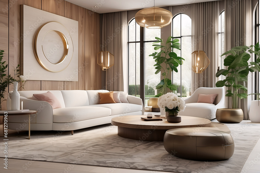 Fototapeta premium luxury minimalist living room architectural design