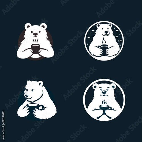 Polar Bear Coffee logo icon illustration design