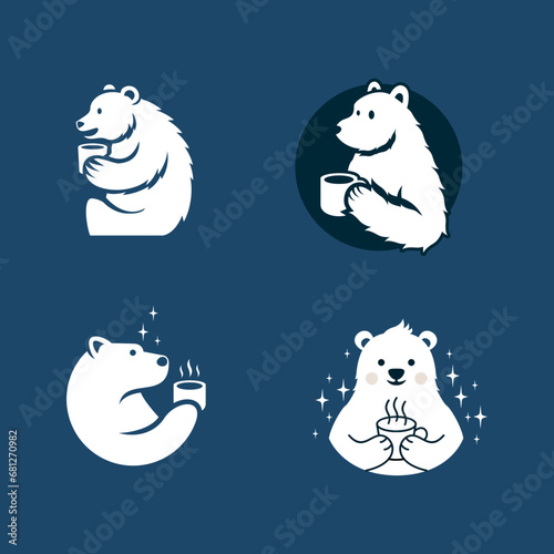 Polar Bear Coffee logo icon illustration design