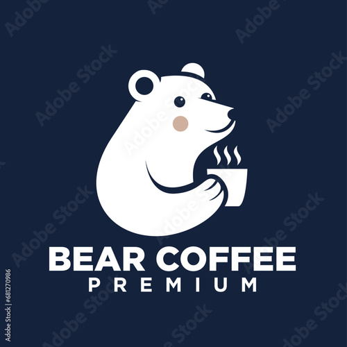 Polar Bear Coffee logo icon illustration design