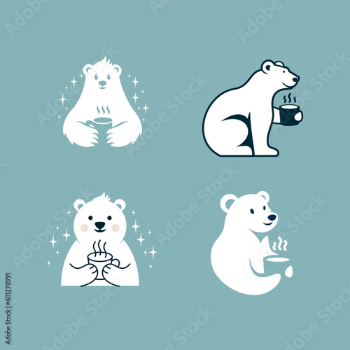 Polar Bear Coffee logo icon illustration design