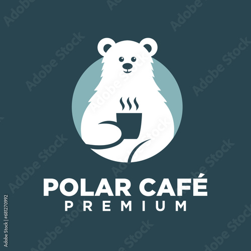 Polar Bear Coffee logo icon illustration design