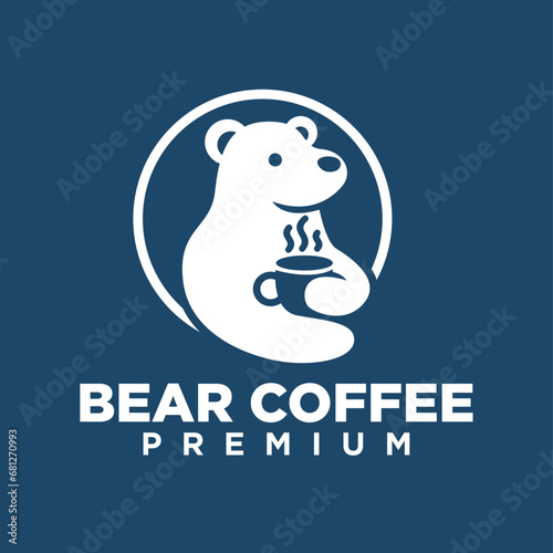 Polar Bear Coffee logo icon illustration design
