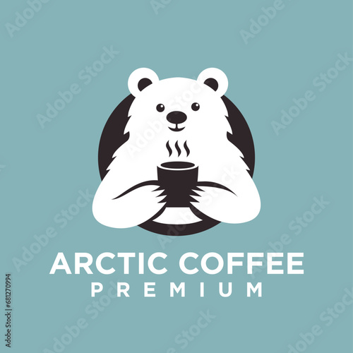 Polar Bear Coffee logo icon illustration design