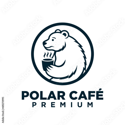 Polar Bear Coffee logo icon illustration design
