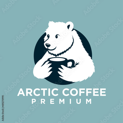 Polar Bear Coffee logo icon illustration design