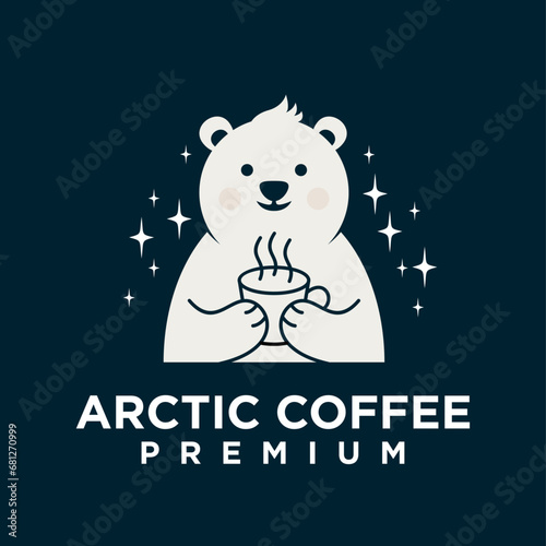 Polar Bear Coffee logo icon illustration design