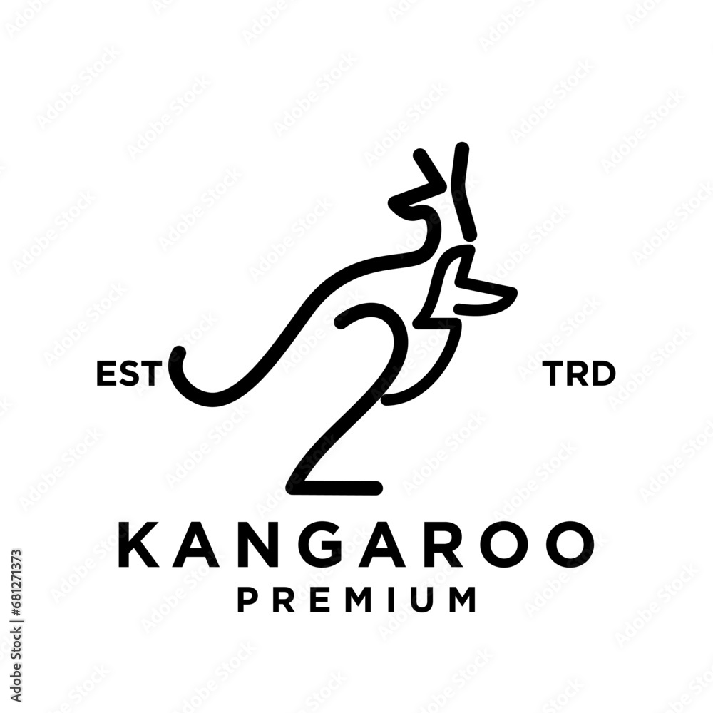 Set of kangaroo line logo icon design illustration