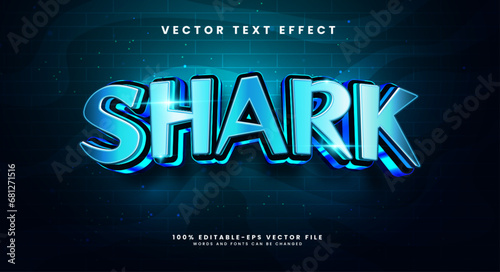 Blue shark editable text style effect. Vector text effect with a futuristic technological concept.
