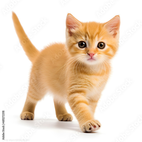 Ginger  Orange Cat Kitten Isolated on White Background - Generative AI