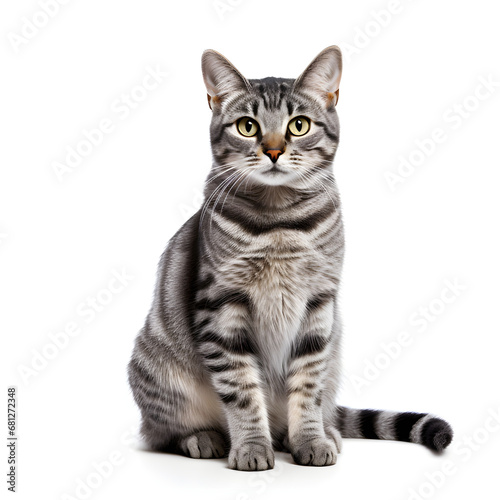 Tabby, Silver, Gray, Cat Kitten Isolated on White Background - Generative AI