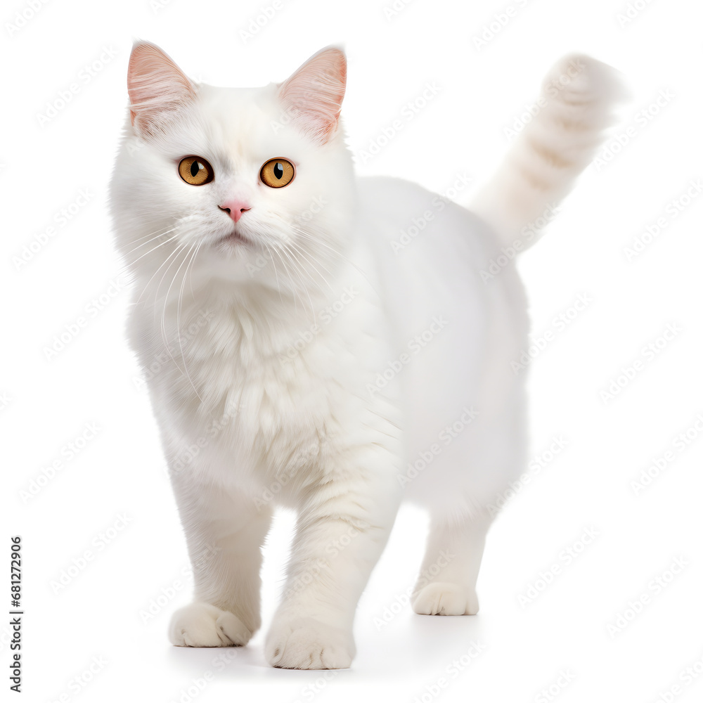 White Cat Kitten Isolated on White Background - Generative AI