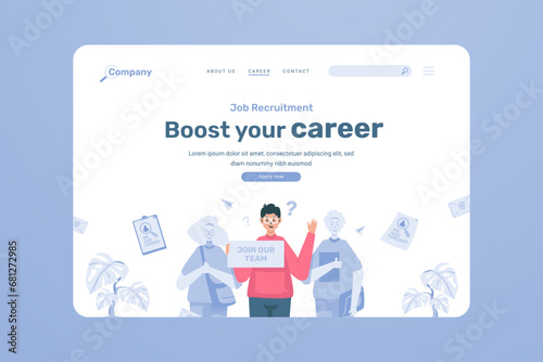 Website career page with job recruitment hiring illustration design photo