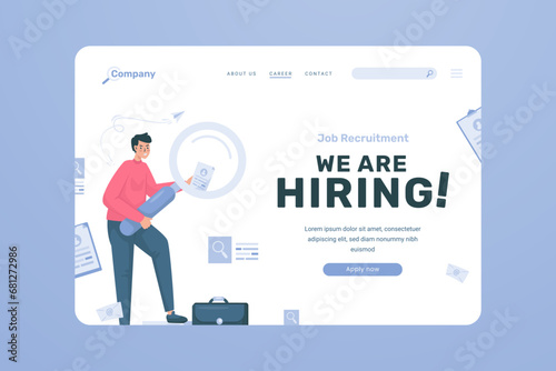 Job seeker recruitment hiring illustration on landing page design photo