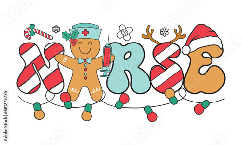 Gingerbread Nurse Christmas T-shirt Design