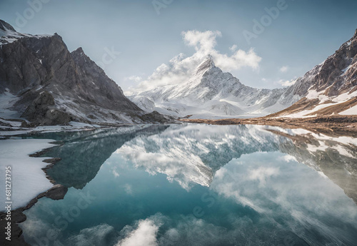 Mountain landscape with clear sky.AI generated © Umair