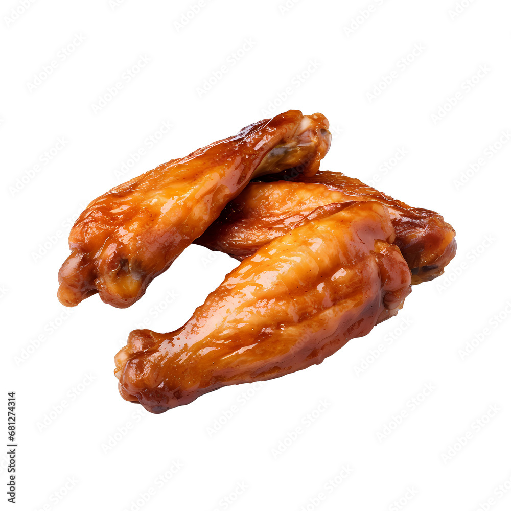chicken wings on a white background. Generative ai. chicken wings on a white background. Generative ai.
