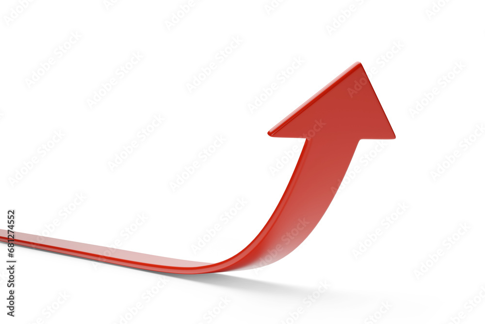Growing Red Arrow up isolated on white background. Success concept. 3d illustration. Growing Red Arrow up isolated on white background. Success concept. 3d illustration.