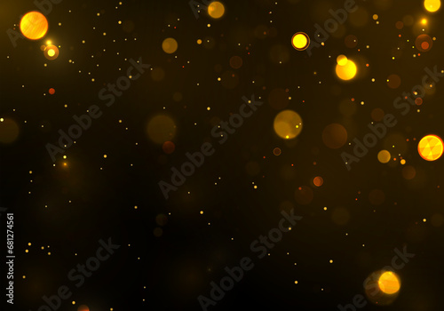 Festive golden luminous background with colorful lights bokeh. Christmas concept.