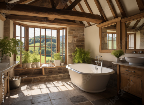 French villa luxury bathroom with traditional style