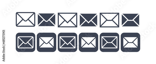 mail message box set icon vector logo template illustration