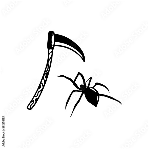 vector illustration of sickle and spider