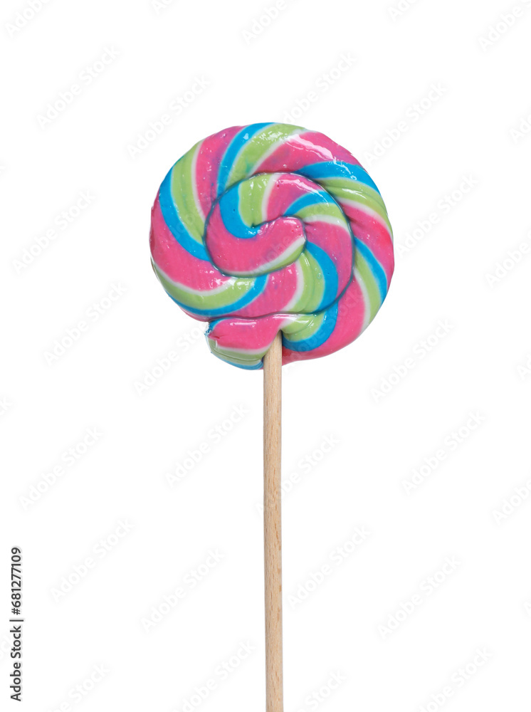 Stick with colorful lollipop swirl isolated on white