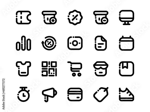 Black Friday Icon Pack Broken Line Style. E-Commerce Icons Collection Perfect for Websites, Landing Pages, Mobile Apps, and Presentations. Suitable for User Interface or User Experience UI UX.